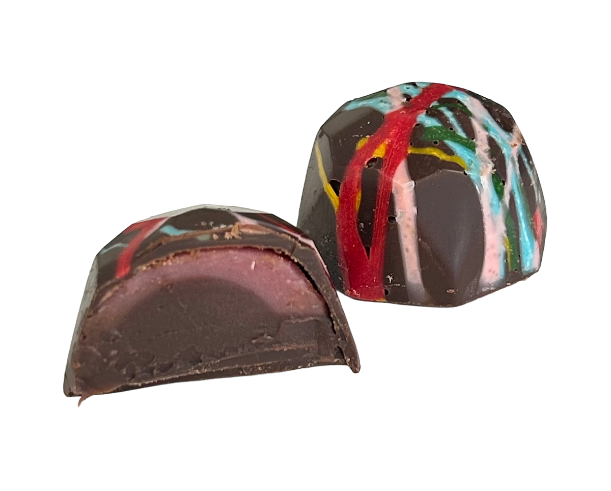 MULTI COLORED GOLD DUST DOME CHOCOLATE, RASPBERRY GANACHE 10G